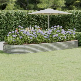 Steel flower bed silver powder coated planter 373x140x36 cm by vidaXL, Pots and planters - Ref: Foro24-319037, Price: 88,71 €...