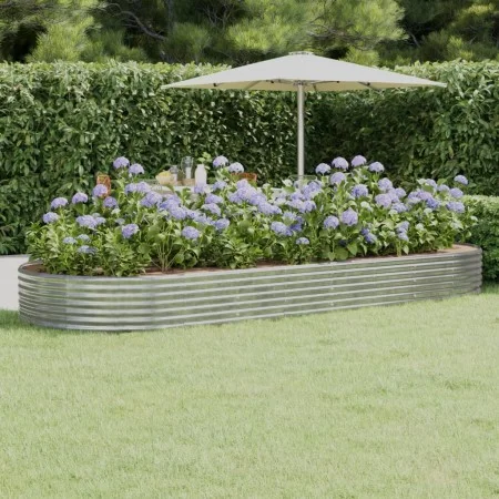 Steel flower bed silver powder coated planter 373x140x36 cm by vidaXL, Pots and planters - Ref: Foro24-319037, Price: 88,71 €...
