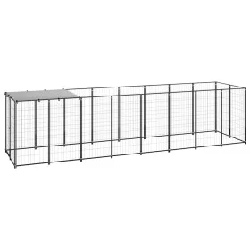 Black kennel 4.84 m² steel by vidaXL, Dog kennels and fences - Ref: Foro24-3082200, Price: 303,02 €, Discount: %
