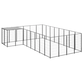 Black kennel 10.89 m² steel by vidaXL, Dog kennels and fences - Ref: Foro24-3082226, Price: 421,67 €, Discount: %