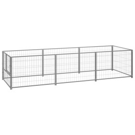 Silberner Zwinger 3 m² aus Stahl von vidaXL, Hundehütten und Zäune - Ref: Foro24-3082101, Preis: 137,89 €, Rabatt: %
