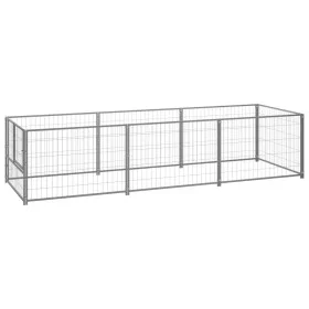 Silver kennel 3 m² steel by vidaXL, Dog kennels and fences - Ref: Foro24-3082101, Price: 136,22 €, Discount: %
