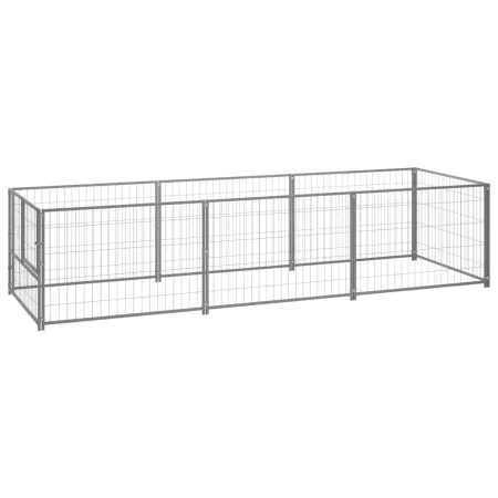 Silberner Zwinger 3 m² aus Stahl von vidaXL, Hundehütten und Zäune - Ref: Foro24-3082101, Preis: 136,22 €, Rabatt: %