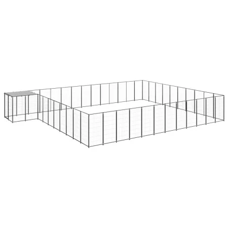 Black kennel 37.51 m² steel by vidaXL, Dog kennels and fences - Ref: Foro24-3082242, Price: 740,54 €, Discount: %