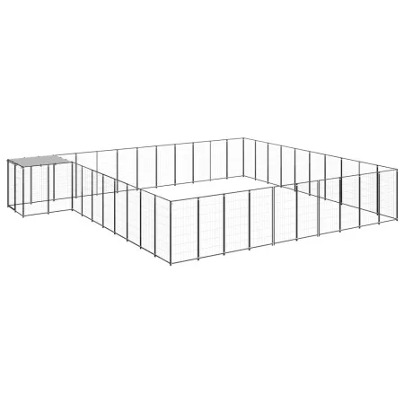 Black kennel 31.46 m² steel by vidaXL, Dog kennels and fences - Ref: Foro24-3082241, Price: 649,30 €, Discount: %