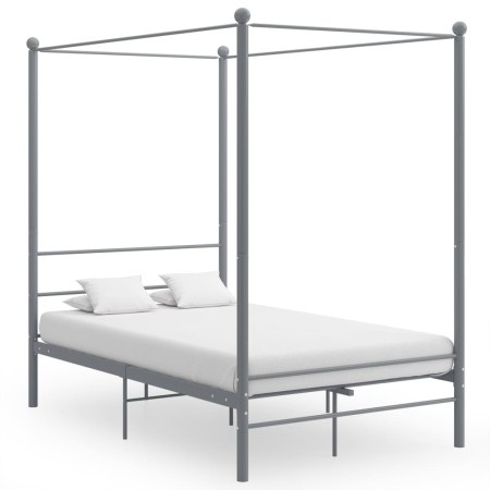 Estructura de cama con dosel sin colchón metal gris 140x200 cm