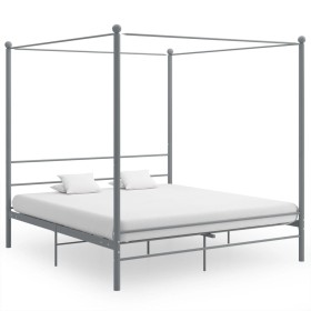 Estructura de cama con dosel sin colchón metal gris 180x200 cm