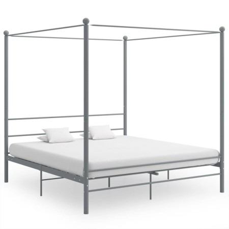 Estructura de cama con dosel sin colchón metal gris 180x200 cm