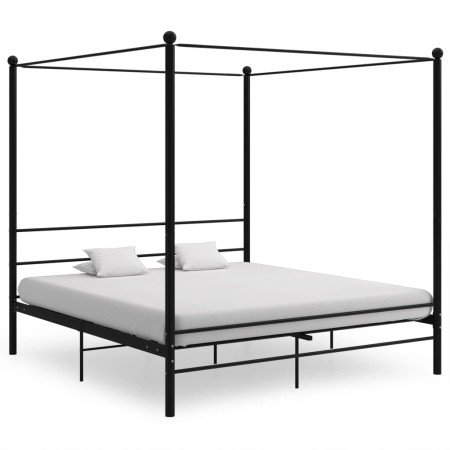 Estructura de cama con dosel sin colchón metal negro 200x200 cm en Camas y somieres | Comprar online en Foro24