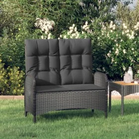 Reclining garden bench with black PE rattan cushions 107 cm by vidaXL, garden benches - Ref: Foro24-319894, Price: 159,07 €, ...