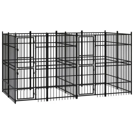 Steel outdoor kennel 7.37 m² by vidaXL, Dog kennels and fences - Ref: Foro24-3098010, Price: 758,97 €, Discount: %