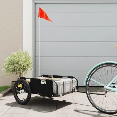 Anhänger für Fahrräder aus Eisen und schwarzem Oxford-Stoff von vidaXL, Fahrradanhänger - Ref: Foro24-94171, Preis: 87,92 €, ...