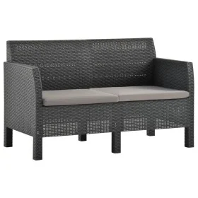 2-seater garden sofa with anthracite gray rattan PP cushions by vidaXL, Garden sets - Ref: Foro24-3067231, Price: 177,89 €, D...