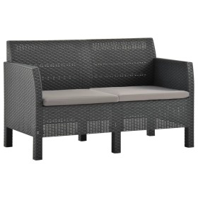 2-Sitzer-Gartensofa mit anthrazitgrauen Rattan-PP-Kissen von vidaXL, Gartensets - Ref: Foro24-3067231, Preis: 182,61 €, Rabat...
