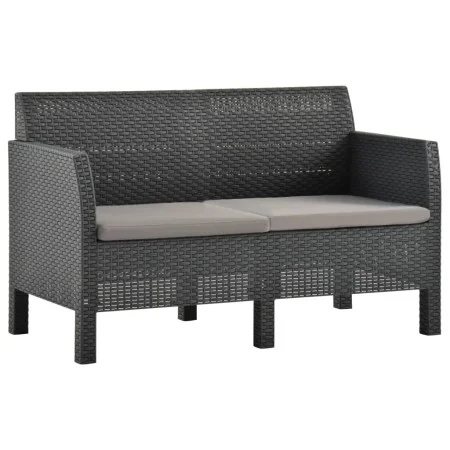 2-seater garden sofa with anthracite gray rattan PP cushions by vidaXL, Garden sets - Ref: Foro24-3067231, Price: 177,89 €, D...