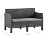 2-seater garden sofa with anthracite gray rattan PP cushions by vidaXL, Garden sets - Ref: Foro24-3067231, Price: 182,61 €, D...