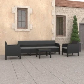 Garden furniture set 4 pieces cushions PP rattan anthracite gray by vidaXL, Garden sets - Ref: Foro24-3079676, Price: 597,86 ...