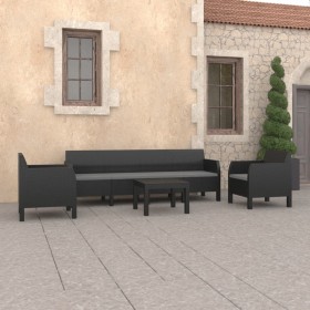 Gartenmöbel-Set 4 Stück Kissen PP Rattan Anthrazitgrau von vidaXL, Gartensets - Ref: Foro24-3079676, Preis: 605,86 €, Rabatt: %
