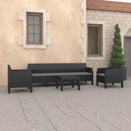 Gartenmöbel-Set 4 Stück Kissen PP Rattan Anthrazitgrau von vidaXL, Gartensets - Ref: Foro24-3079676, Preis: 597,86 €, Rabatt: %