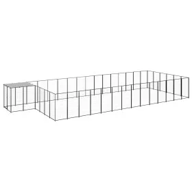 Schwarzer Zwinger 26,62 m² Stahl von vidaXL, Hundehütten und Zäune - Ref: Foro24-3082217, Preis: 649,35 €, Rabatt: %