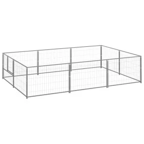 Silver kennel 6 m² steel by vidaXL, Dog kennels and fences - Ref: Foro24-3082119, Price: 152,11 €, Discount: %