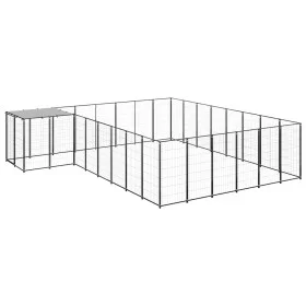 Black dog kennel, 15.73 m² steel by vidaXL, Dog kennels and fences - Ref: Foro24-3082227, Price: 496,85 €, Discount: %