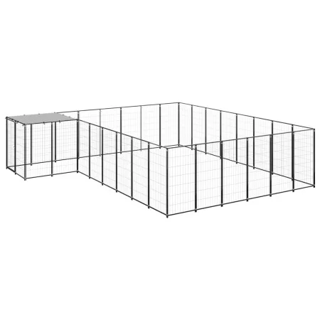 Black dog kennel, 15.73 m² steel by vidaXL, Dog kennels and fences - Ref: Foro24-3082227, Price: 496,83 €, Discount: %
