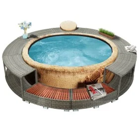 Borde de bañera de hidromasaje ratán sintético gris de vidaXL, Accesorios para piscinas y spa - Ref: Foro24-46459, Precio: 68...