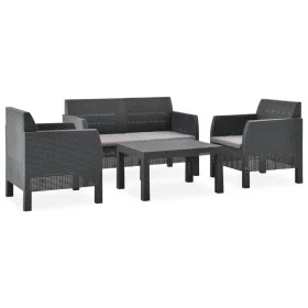 4-teiliges Gartenmöbel-Set PP Rattan Kissen anthrazitgrau von vidaXL, Gartensets - Ref: Foro24-3067234, Preis: 445,39 €, Raba...