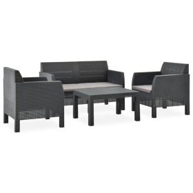 4-teiliges Gartenmöbel-Set PP Rattan Kissen anthrazitgrau von vidaXL, Gartensets - Ref: Foro24-3067234, Preis: 450,56 €, Raba...