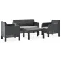 4-teiliges Gartenmöbel-Set PP Rattan Kissen anthrazitgrau von vidaXL, Gartensets - Ref: Foro24-3067234, Preis: 445,39 €, Raba...