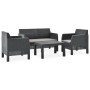 4-teiliges Gartenmöbel-Set PP Rattan Kissen anthrazitgrau von vidaXL, Gartensets - Ref: Foro24-3067234, Preis: 450,56 €, Raba...