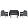 4-teiliges Gartenmöbel-Set PP Rattan Kissen anthrazitgrau von vidaXL, Gartensets - Ref: Foro24-3067234, Preis: 445,39 €, Raba...