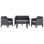 4-teiliges Gartenmöbel-Set PP Rattan Kissen anthrazitgrau von vidaXL, Gartensets - Ref: Foro24-3067234, Preis: 450,56 €, Raba...