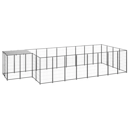 Black kennel 10.89 m² steel by vidaXL, Dog kennels and fences - Ref: Foro24-3082207, Price: 421,67 €, Discount: %