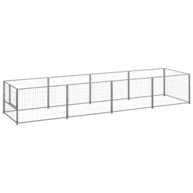 Silver dog kennel 4 m² steel by vidaXL, Dog kennels and fences - Ref: Foro24-3082102, Price: 152,11 €, Discount: %