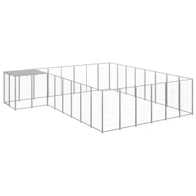 Silberner Zwinger 15,73 m² Stahl von vidaXL, Hundehütten und Zäune - Ref: Foro24-3082233, Preis: 420,85 €, Rabatt: %