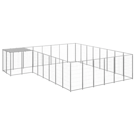 Silberner Zwinger 15,73 m² Stahl von vidaXL, Hundehütten und Zäune - Ref: Foro24-3082233, Preis: 420,85 €, Rabatt: %