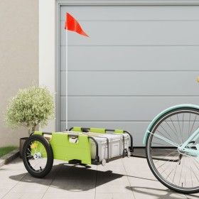 Remolque para bicicletas hierro y tela Oxford verde