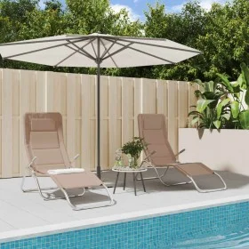 Klappbare Sonnenliege 2 Stück Textilene Stahl mit Taupe-Beschichtung von vidaXL, Liegen - Ref: Foro24-360174, Preis: 167,46 €...