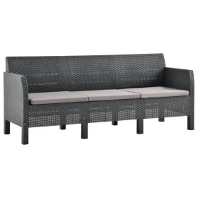 3-seater garden sofa with anthracite gray rattan PP cushions by vidaXL, Garden sets - Ref: Foro24-3067232, Price: 263,51 €, D...