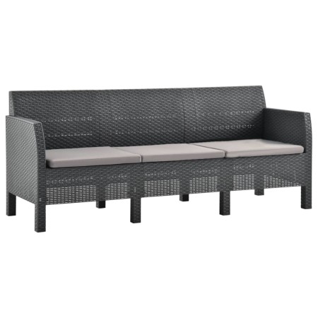 3-seater garden sofa with anthracite gray rattan PP cushions by vidaXL, Garden sets - Ref: Foro24-3067232, Price: 271,10 €, D...