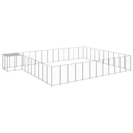 Silberner Zwinger 37,51 m² Stahl von vidaXL, Hundehütten und Zäune - Ref: Foro24-3082248, Preis: 632,04 €, Rabatt: %
