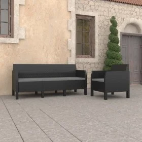 Garden furniture set 2 pieces cushions PP rattan anthracite gray by vidaXL, Garden sets - Ref: Foro24-3079677, Price: 353,39 ...