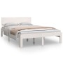Estructura de cama doble pequeña madera maciza blanca 120x190cm