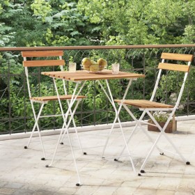 Mesa de cafetería plegable madera acacia y acero 55x54x71 cm