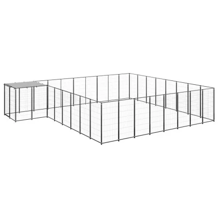 Black kennel 20.57 m² steel by vidaXL, Dog kennels and fences - Ref: Foro24-3082228, Price: 532,16 €, Discount: %