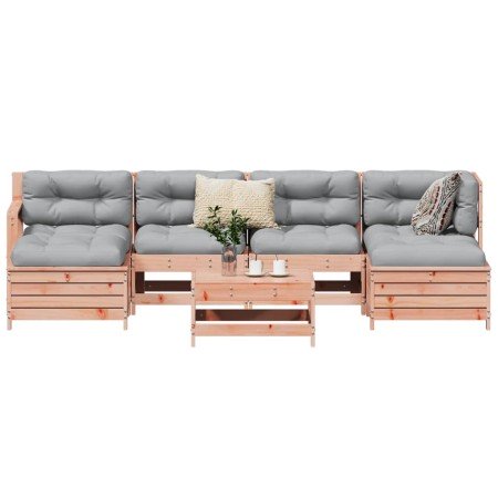 Juego de sofás de jardín 7 pzas madera maciza de abeto Douglas