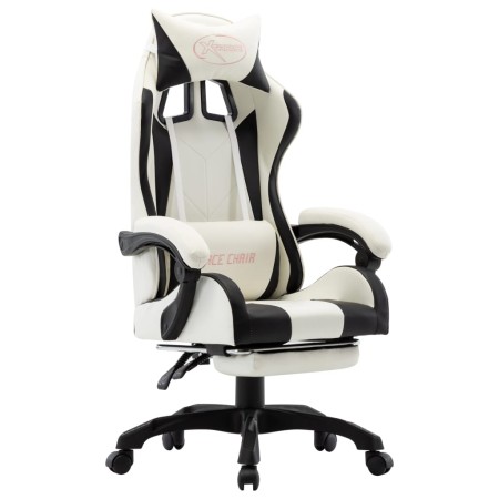 Gaming-Stuhl mit Fußstütze aus schwarzem und weißem Kunstleder von vidaXL, Bürostühle - Ref: Foro24-287995, Preis: 158,43 €, ...