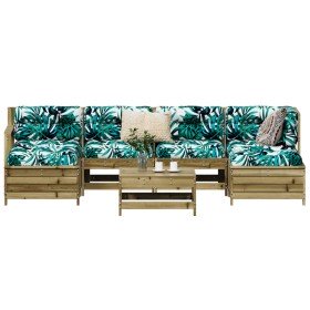 Juego de sofás de jardín 7 pzas madera de pino impregnada